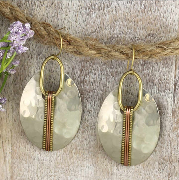 Wrapped and Hammered Oval Earrings