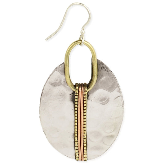 Wrapped and Hammered Oval Earrings