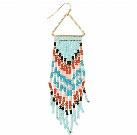 Southwest Cascade Beaded Fringed Earrings