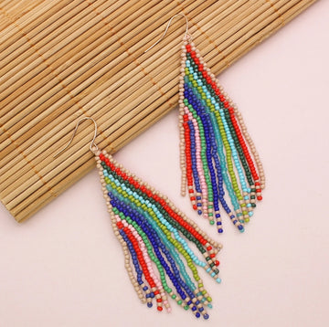 Retro Stripe Beaded Earrings