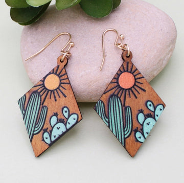 Wooden Desert Dream Sky Earrings