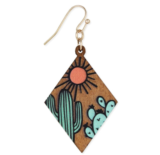 Wooden Desert Dream Sky Earrings