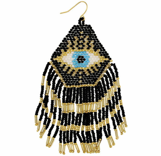 Eye Protection Beaded Fringe  Earrings