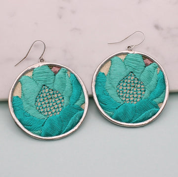 Embroidered Floral Earrings