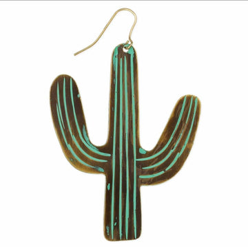 Sonora Saguaro Cactus, Patina Earrings