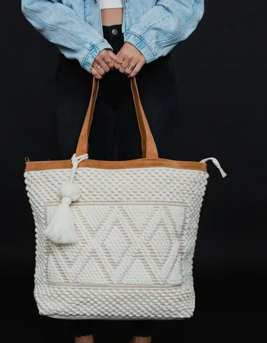 Diamond Cable Knit Tote