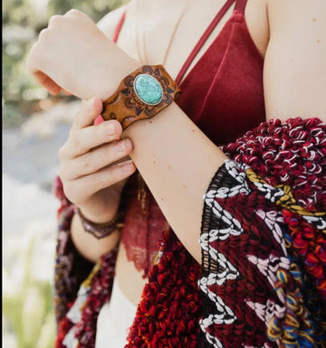 Boho Camel Leather Cuff Bracelet