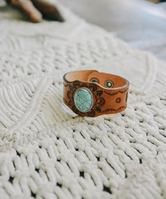 Boho Camel Leather Cuff Bracelet