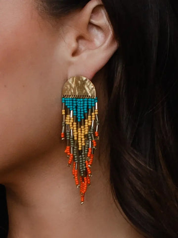 Gold & Multicolored Beaded Earrings