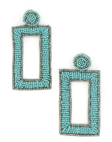 Bold Beaded Turquoise Earrings