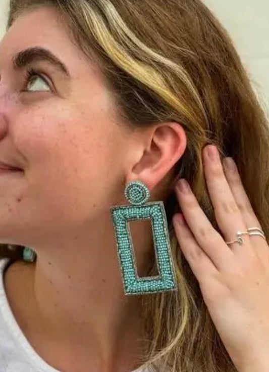 Bold Beaded Turquoise Earrings