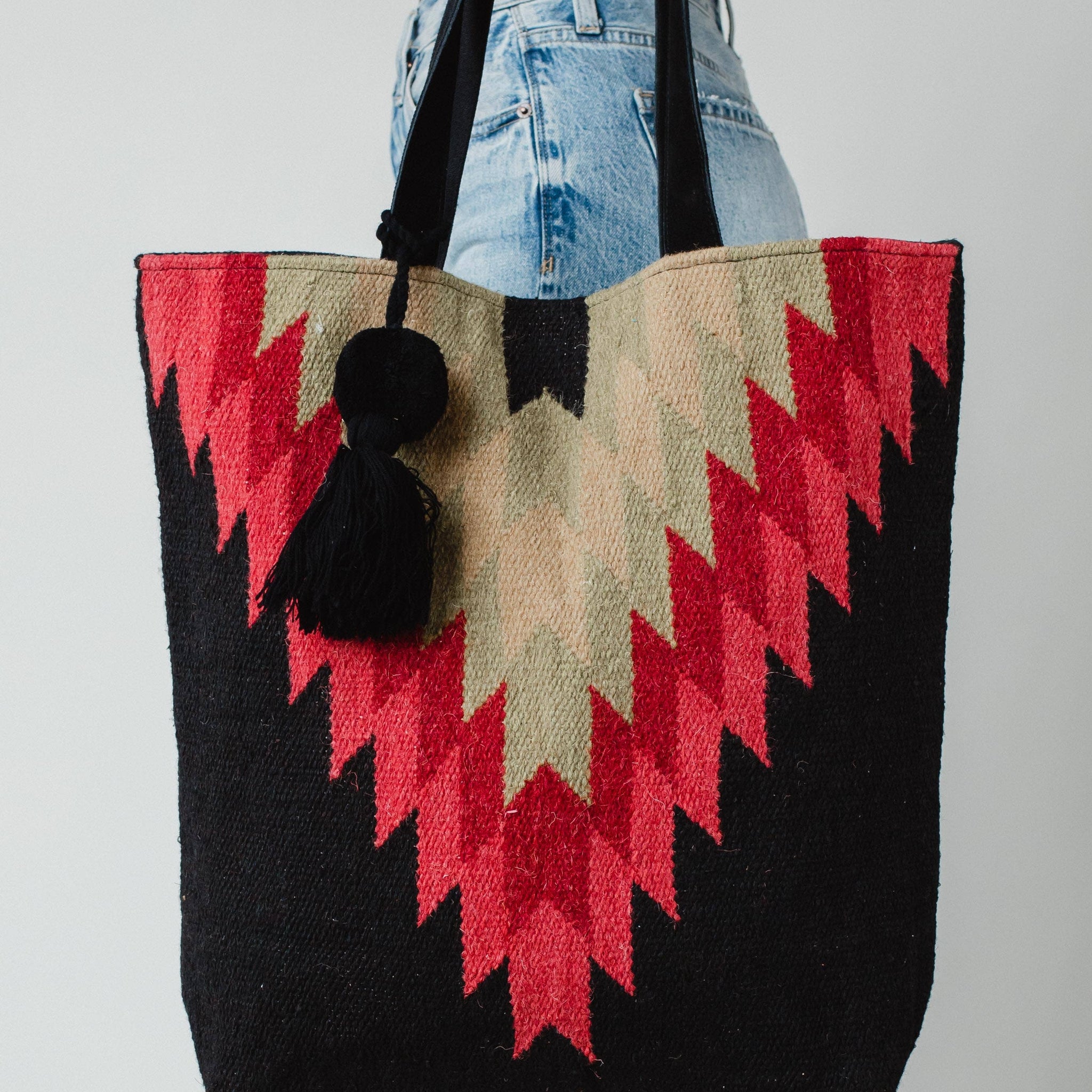 Black, Green, Pink & Red Aztec Tote