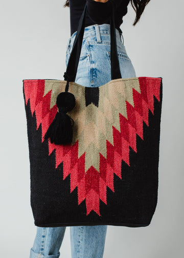 Black, Green, Pink & Red Aztec Tote